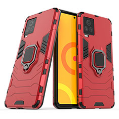 Funda Bumper Silicona y Plastico Mate Carcasa con Magnetico Anillo de dedo Soporte para Vivo iQOO 7 Legend 5G Rojo