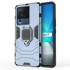 Funda Bumper Silicona y Plastico Mate Carcasa con Magnetico Anillo de dedo Soporte para Vivo iQOO Neo7 5G Azul