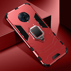 Funda Bumper Silicona y Plastico Mate Carcasa con Magnetico Anillo de dedo Soporte para Vivo Nex 3 Rojo