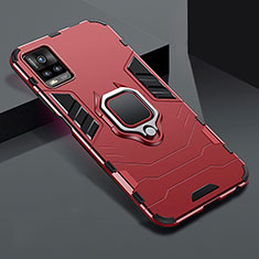 Funda Bumper Silicona y Plastico Mate Carcasa con Magnetico Anillo de dedo Soporte para Vivo V20 Pro 5G Rojo