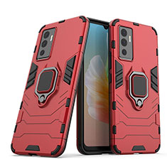 Funda Bumper Silicona y Plastico Mate Carcasa con Magnetico Anillo de dedo Soporte para Vivo V23e Rojo