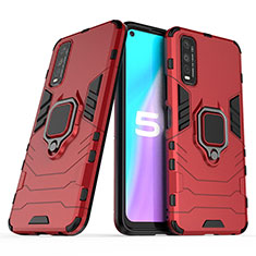 Funda Bumper Silicona y Plastico Mate Carcasa con Magnetico Anillo de dedo Soporte para Vivo Y51s 5G Rojo