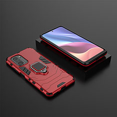 Funda Bumper Silicona y Plastico Mate Carcasa con Magnetico Anillo de dedo Soporte para Xiaomi Mi 11i 5G Rojo