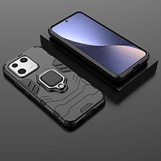 Funda Bumper Silicona y Plastico Mate Carcasa con Magnetico Anillo de dedo Soporte para Xiaomi Mi 13 5G Negro