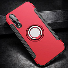 Funda Bumper Silicona y Plastico Mate Carcasa con Magnetico Anillo de dedo Soporte para Xiaomi Mi 9 Lite Rojo