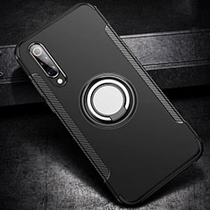 Funda Bumper Silicona y Plastico Mate Carcasa con Magnetico Anillo de dedo Soporte para Xiaomi Mi 9 Pro 5G Negro