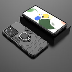 Funda Bumper Silicona y Plastico Mate Carcasa con Magnetico Anillo de dedo Soporte para Xiaomi Poco X5 Pro 5G Negro
