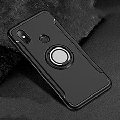 Funda Bumper Silicona y Plastico Mate Carcasa con Magnetico Anillo de dedo Soporte para Xiaomi Redmi 6 Pro Negro