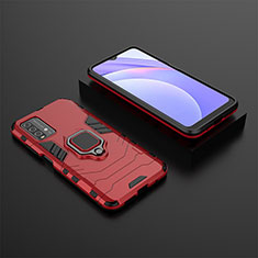 Funda Bumper Silicona y Plastico Mate Carcasa con Magnetico Anillo de dedo Soporte para Xiaomi Redmi 9T 4G Rojo