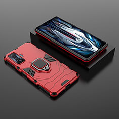 Funda Bumper Silicona y Plastico Mate Carcasa con Magnetico Anillo de dedo Soporte para Xiaomi Redmi K50 Gaming 5G Rojo