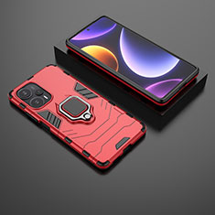 Funda Bumper Silicona y Plastico Mate Carcasa con Magnetico Anillo de dedo Soporte para Xiaomi Redmi Note 12 Turbo 5G Rojo