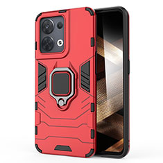 Funda Bumper Silicona y Plastico Mate Carcasa con Magnetico Anillo de dedo Soporte para Xiaomi Redmi Note 13 5G Rojo