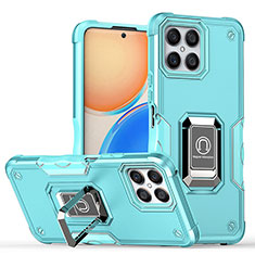 Funda Bumper Silicona y Plastico Mate Carcasa con Magnetico Anillo de dedo Soporte QW1 para Huawei Honor X8 4G Azul Claro