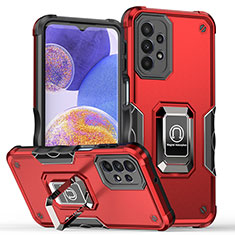 Funda Bumper Silicona y Plastico Mate Carcasa con Magnetico Anillo de dedo Soporte QW1 para Samsung Galaxy A23 4G Rojo