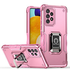 Funda Bumper Silicona y Plastico Mate Carcasa con Magnetico Anillo de dedo Soporte QW1 para Samsung Galaxy A53 5G Oro Rosa