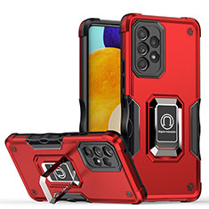 Funda Bumper Silicona y Plastico Mate Carcasa con Magnetico Anillo de dedo Soporte QW1 para Samsung Galaxy A53 5G Rojo