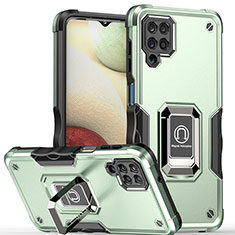 Funda Bumper Silicona y Plastico Mate Carcasa con Magnetico Anillo de dedo Soporte QW1 para Samsung Galaxy F12 Menta Verde