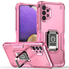 Funda Bumper Silicona y Plastico Mate Carcasa con Magnetico Anillo de dedo Soporte QW1 para Samsung Galaxy M32 5G Oro Rosa