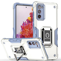 Funda Bumper Silicona y Plastico Mate Carcasa con Magnetico Anillo de dedo Soporte QW1 para Samsung Galaxy S20 FE 4G Blanco