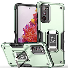 Funda Bumper Silicona y Plastico Mate Carcasa con Magnetico Anillo de dedo Soporte QW1 para Samsung Galaxy S20 FE 4G Menta Verde