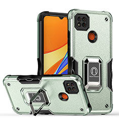 Funda Bumper Silicona y Plastico Mate Carcasa con Magnetico Anillo de dedo Soporte QW1 para Xiaomi Redmi 9 Activ Menta Verde