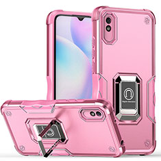 Funda Bumper Silicona y Plastico Mate Carcasa con Magnetico Anillo de dedo Soporte QW1 para Xiaomi Redmi 9i Rosa Roja