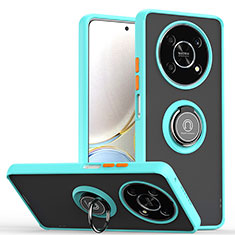 Funda Bumper Silicona y Plastico Mate Carcasa con Magnetico Anillo de dedo Soporte QW2 para Huawei Honor Magic4 Lite 5G Cian