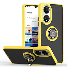 Funda Bumper Silicona y Plastico Mate Carcasa con Magnetico Anillo de dedo Soporte QW2 para Huawei Honor X7 Amarillo