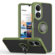 Funda Bumper Silicona y Plastico Mate Carcasa con Magnetico Anillo de dedo Soporte QW2 para Huawei Honor X7 Ejercito Verde