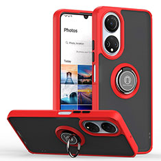 Funda Bumper Silicona y Plastico Mate Carcasa con Magnetico Anillo de dedo Soporte QW2 para Huawei Honor X7 Rojo