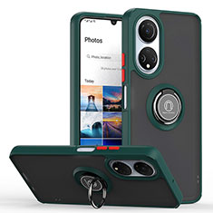 Funda Bumper Silicona y Plastico Mate Carcasa con Magnetico Anillo de dedo Soporte QW2 para Huawei Honor X7 Verde Noche