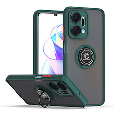 Funda Bumper Silicona y Plastico Mate Carcasa con Magnetico Anillo de dedo Soporte QW2 para Huawei Honor X7a Verde Noche