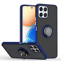 Funda Bumper Silicona y Plastico Mate Carcasa con Magnetico Anillo de dedo Soporte QW2 para Huawei Honor X8 4G Azul