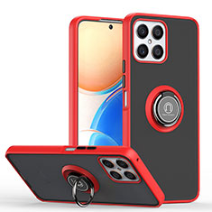 Funda Bumper Silicona y Plastico Mate Carcasa con Magnetico Anillo de dedo Soporte QW2 para Huawei Honor X8 4G Rojo