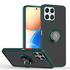 Funda Bumper Silicona y Plastico Mate Carcasa con Magnetico Anillo de dedo Soporte QW2 para Huawei Honor X8 4G Verde Noche