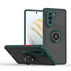 Funda Bumper Silicona y Plastico Mate Carcasa con Magnetico Anillo de dedo Soporte QW2 para Huawei Nova 10 Verde Noche