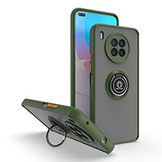 Funda Bumper Silicona y Plastico Mate Carcasa con Magnetico Anillo de dedo Soporte QW2 para Huawei Nova 8i Ejercito Verde