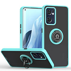 Funda Bumper Silicona y Plastico Mate Carcasa con Magnetico Anillo de dedo Soporte QW2 para OnePlus Nord CE 2 5G Cian