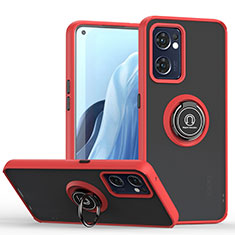 Funda Bumper Silicona y Plastico Mate Carcasa con Magnetico Anillo de dedo Soporte QW2 para OnePlus Nord CE 2 5G Rojo