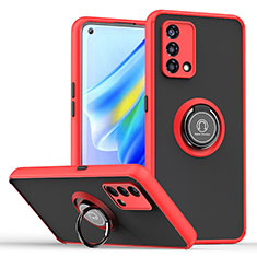 Funda Bumper Silicona y Plastico Mate Carcasa con Magnetico Anillo de dedo Soporte QW2 para Oppo Reno8 4G Rojo