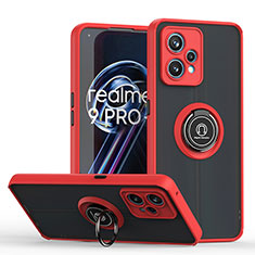 Funda Bumper Silicona y Plastico Mate Carcasa con Magnetico Anillo de dedo Soporte QW2 para Realme 9 5G Rojo