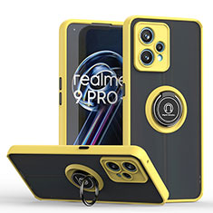 Funda Bumper Silicona y Plastico Mate Carcasa con Magnetico Anillo de dedo Soporte QW2 para Realme Narzo 50 Pro 5G Amarillo