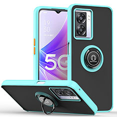 Funda Bumper Silicona y Plastico Mate Carcasa con Magnetico Anillo de dedo Soporte QW2 para Realme Q5i 5G Cian