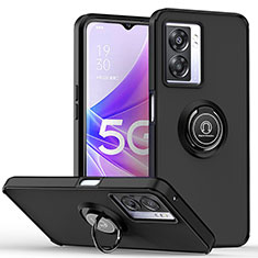 Funda Bumper Silicona y Plastico Mate Carcasa con Magnetico Anillo de dedo Soporte QW2 para Realme Q5i 5G Negro