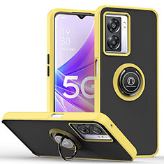 Funda Bumper Silicona y Plastico Mate Carcasa con Magnetico Anillo de dedo Soporte QW2 para Realme V23i 5G Amarillo