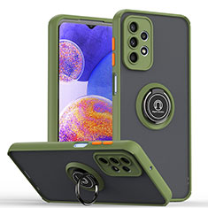 Funda Bumper Silicona y Plastico Mate Carcasa con Magnetico Anillo de dedo Soporte QW2 para Samsung Galaxy A23 4G Ejercito Verde