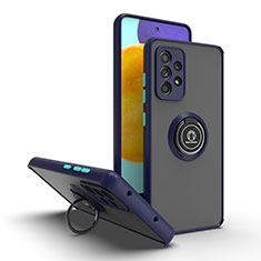 Funda Bumper Silicona y Plastico Mate Carcasa con Magnetico Anillo de dedo Soporte QW2 para Samsung Galaxy A52 4G Azul