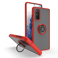 Funda Bumper Silicona y Plastico Mate Carcasa con Magnetico Anillo de dedo Soporte QW2 para Samsung Galaxy S20 Lite 5G Rojo