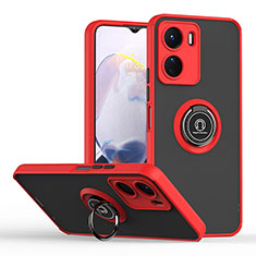 Funda Bumper Silicona y Plastico Mate Carcasa con Magnetico Anillo de dedo Soporte QW2 para Vivo Y16 Rojo