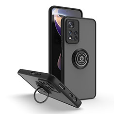 Funda Bumper Silicona y Plastico Mate Carcasa con Magnetico Anillo de dedo Soporte QW2 para Xiaomi Mi 11i 5G (2022) Negro